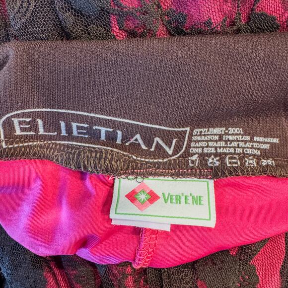 Elietian Ver'e'ne Western Brown Lace Maxi Skirt Attachd Hot Pink Leggings-Medium - Picture 9 of 9